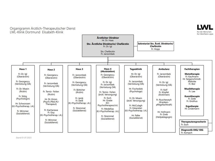 Das Bild zeigt das Organigramm des Ärztlich-Therapeutischen Dienstes.